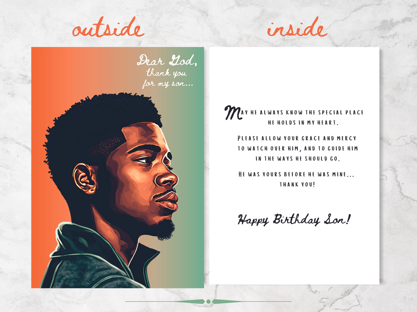 Christian Birthday Card for Adult Son | Card for a Black Man from Mom | African American Religious Card for Son | Happy Birthday for Him