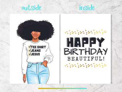 Christian Birthday Card  | Birthday Cards for Black Women | Religious Jesus Happy Birthday Card | African American Card for Her