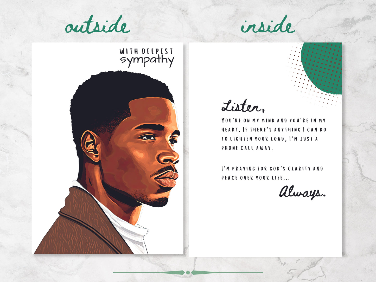 Black Man Sympathy | Cards for Him | Praying for You Cards | African American Religious Card for Men