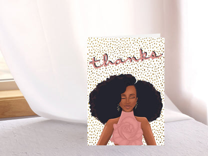 African American Thank You Card| Greeting Cards for Black Women| Thinking of You, Inspirational Card for Her| Blank Inside