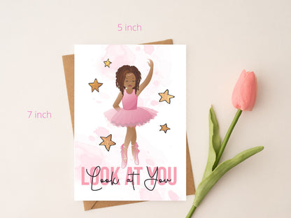 African American Birthday Card for Girl| Ballerina Birthday Card for Kids Party| Religious Birthday Card for Little Black Girl| Children’s Happy Birthday