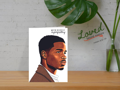 Black Man Sympathy | Cards for Him | Praying for You Cards | African American Religious Card for Men